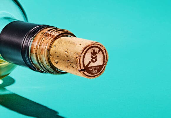 close up on a cork with a gluten free logo on it