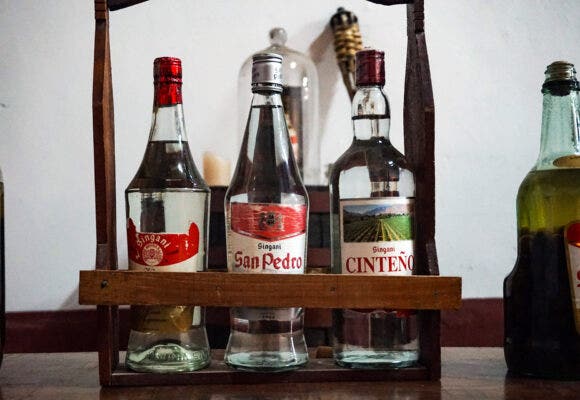 Different bottles of San Pedro singani over the years.