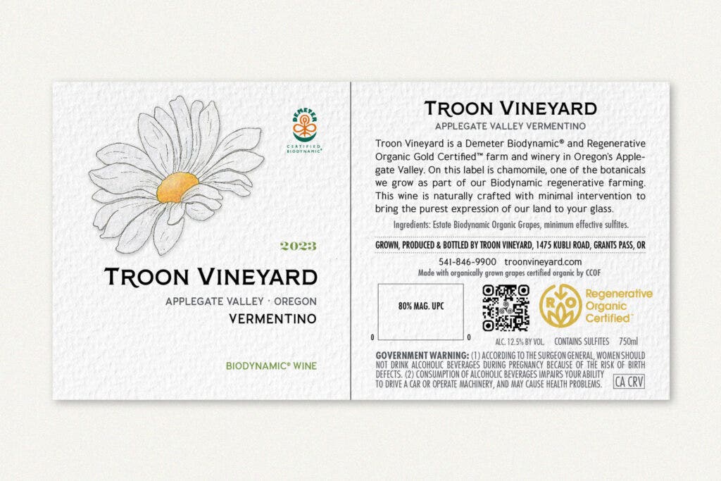 Troon Vermentino Wine Label