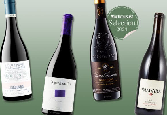 Bottles of Grenache on a designed background