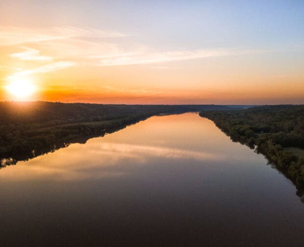 Sunset over Ohio River, Ohio