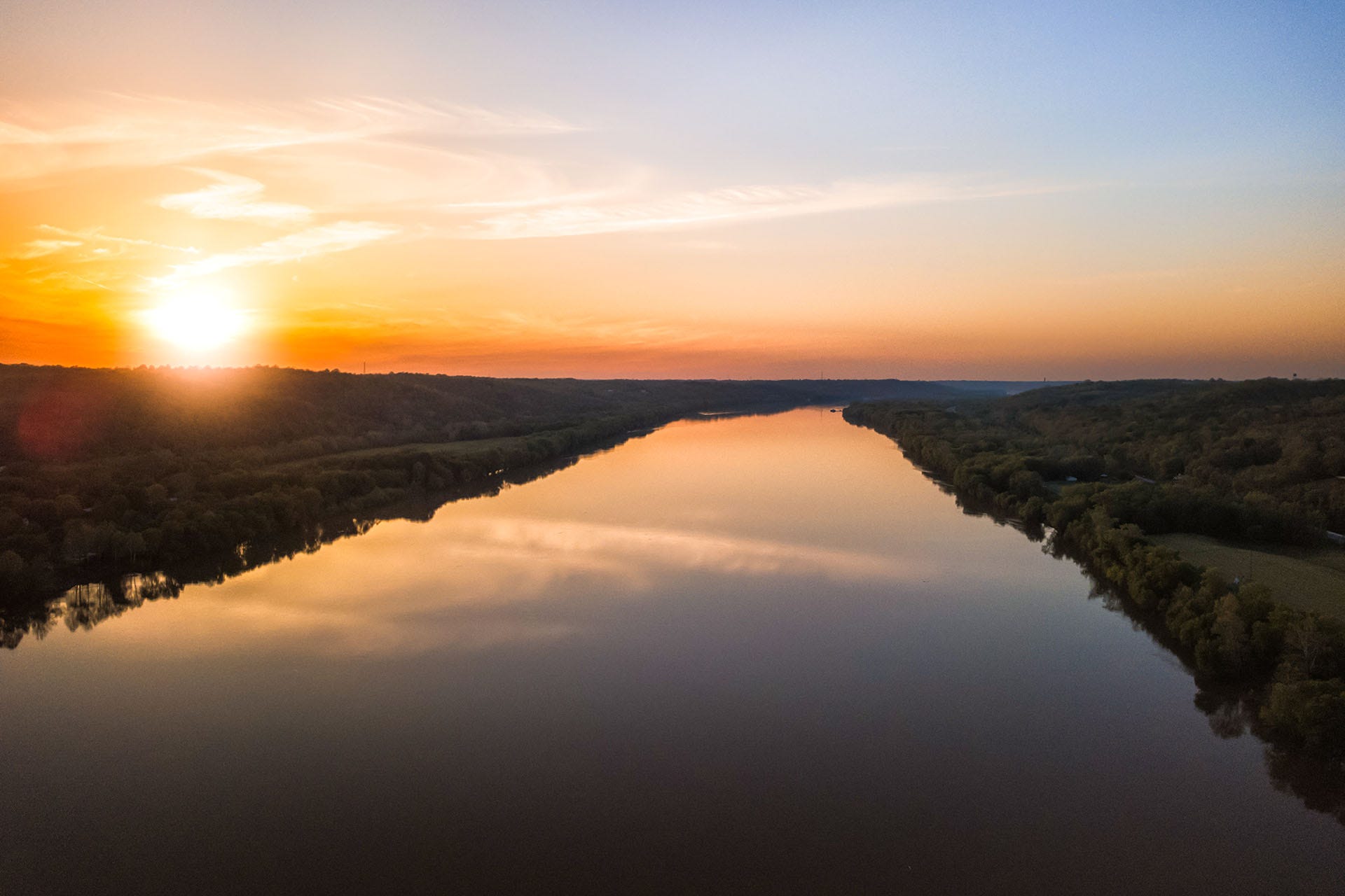 Sunset over Ohio River, Ohio