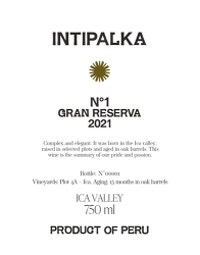 Intipalka 2021 Valle del Sol No 1 Gran Reserva Red (Ica)