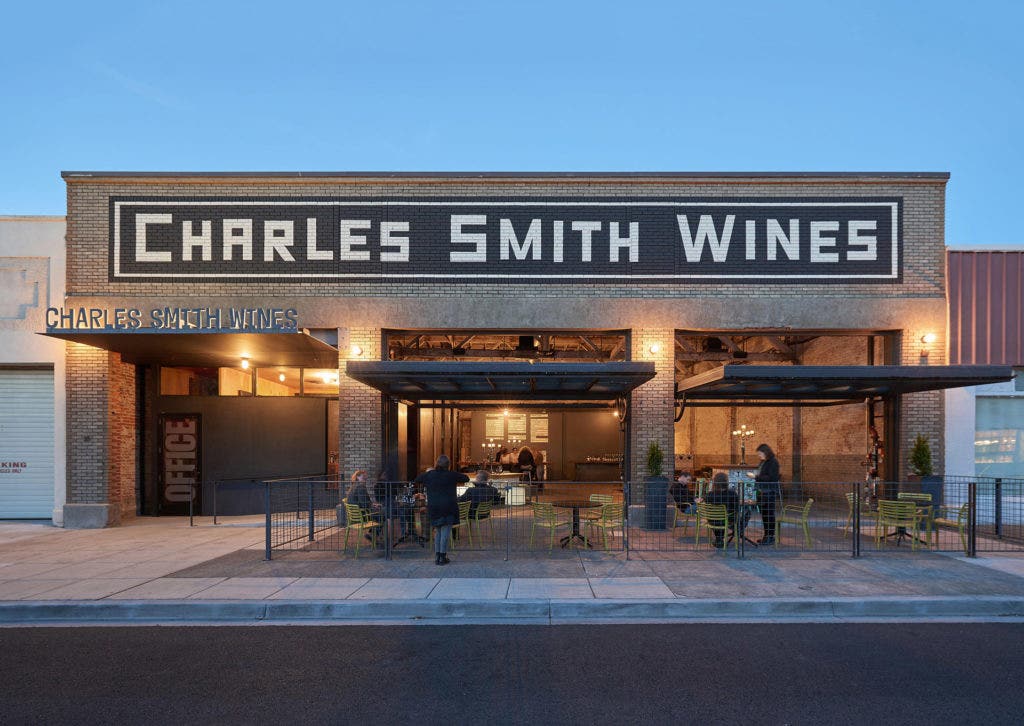 Charles Smith Wines tasting room, housed in the former Johnson Auto Electric building